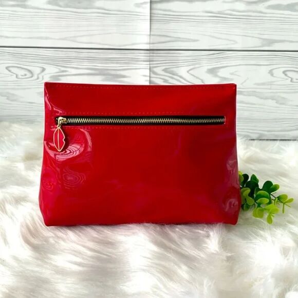 Yves Saint Laurent Handbags - Yves Saint Laurent YSL Beaute Red Makeup Cosmetic Pouch Lips Zipper Pull